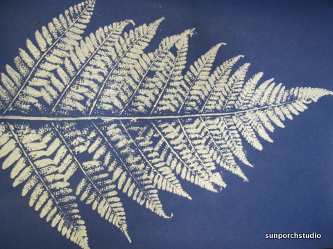 fern print blue